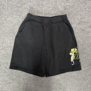 Nike Sportswear Club Mens Fleece Black Shorts Embroidered Floral Lizard M